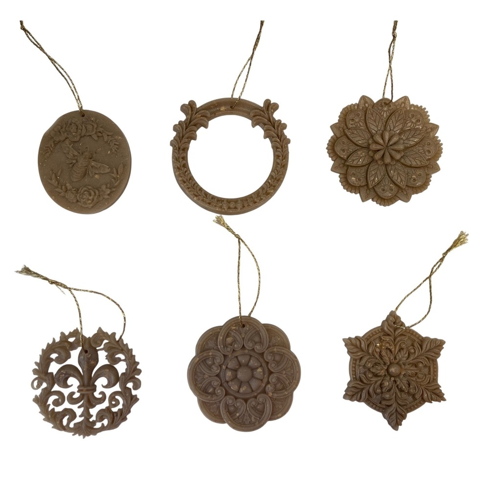 13pc Vintage Style Gold Resin Gold Leaf European Victorian Holiday Ornaments NEW